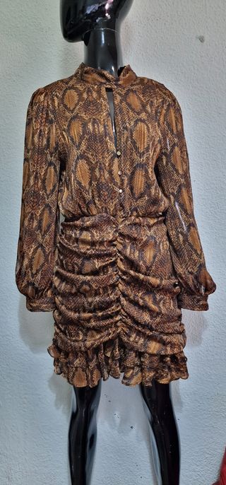 Vestido marrón estampado serpiente nuevo