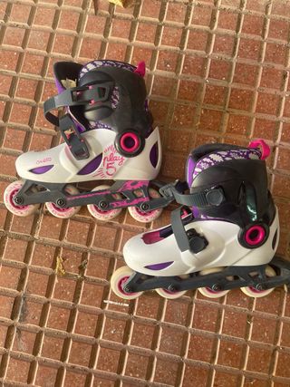 Patines Oxelo niña morado y blanco talla 32-34