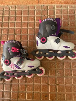 Patines Oxelo niña morado y blanco talla 32-34
