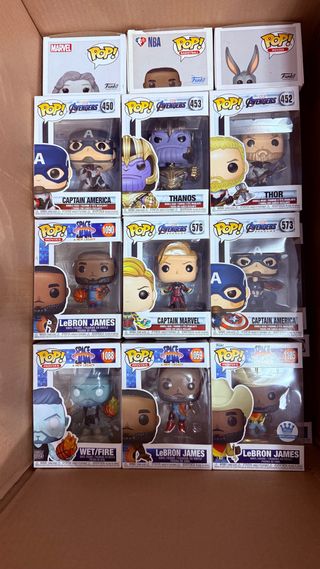 Lote Funko Pop Marvel, NBA y Space Jam