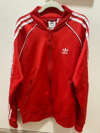 Chaqueta Adidas Roja chica con Rayas Blancas