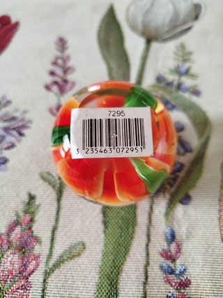 Fermacarte in vetro con fiore arancione