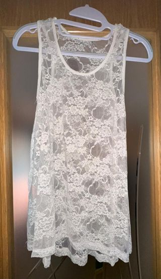 NEW SAKS Top Encaje Blanco Talla M