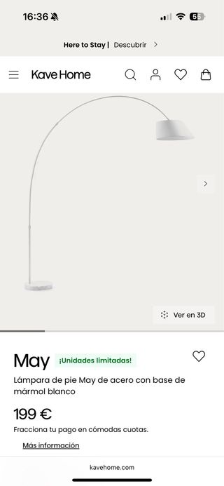 Lampara de pie acero y marmol