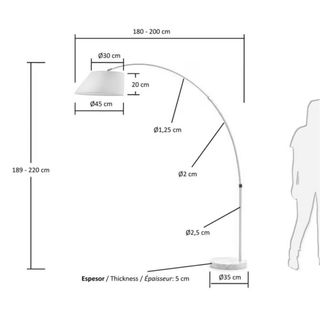 Lampara de pie acero y marmol