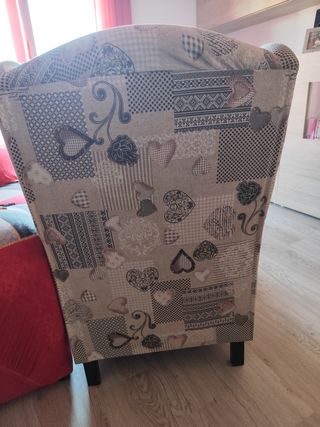 Sillón de 1 plaza con estampado de corazones