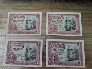 4x 1 Peseta 1953 Banco de España SC