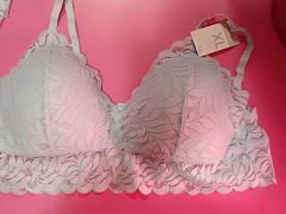 Conjunto lencería encaje azul talla XL