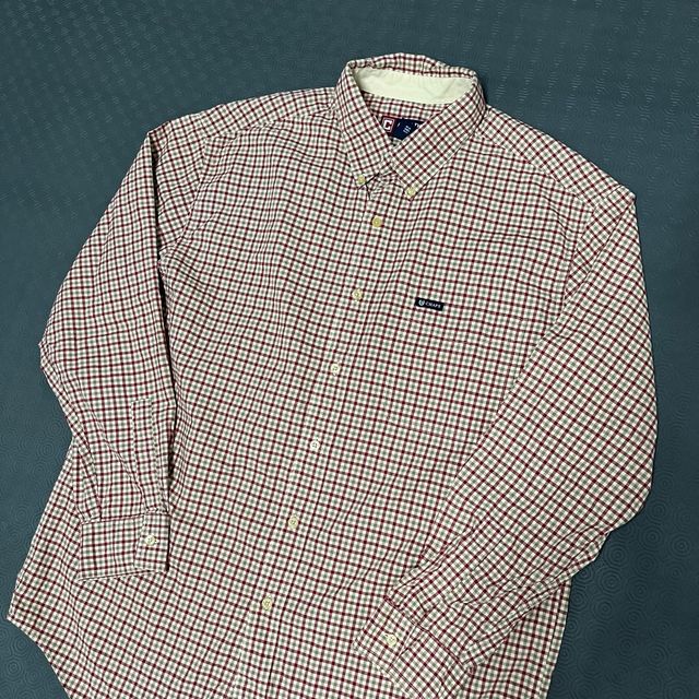 Camisa Chaps Xadrez Vermelha e Bege Tamanho L