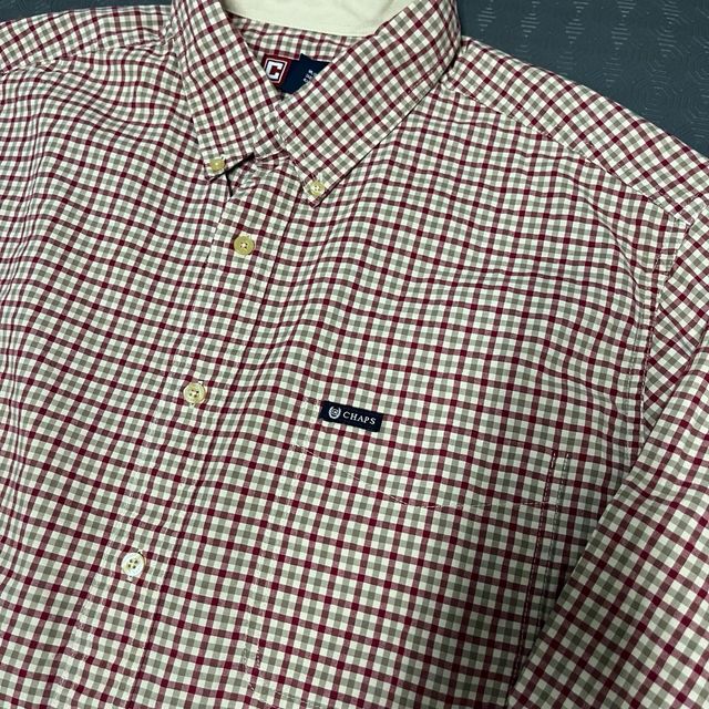 Camisa Chaps Xadrez Vermelha e Bege Tamanho L