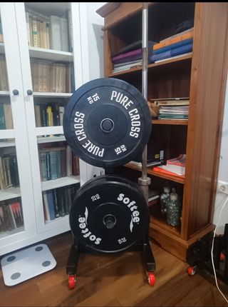 Soporte discos olimpicos con ruedas