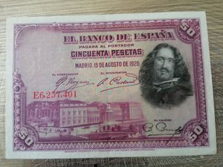 Billete 50 Pesetas 1928 Serie E El Banco de España