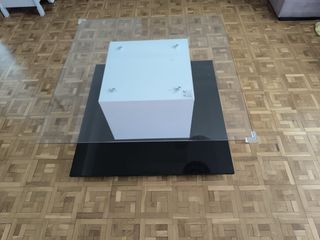 Mesa de centro cristal y madera