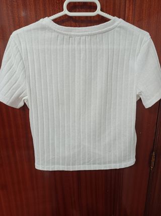 Bershka Camiseta Blanca Torsión Talla M