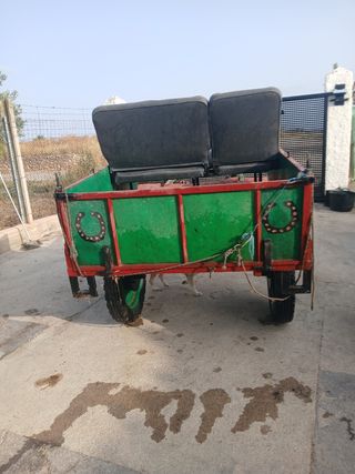 Carro de caballos verde y rojo.