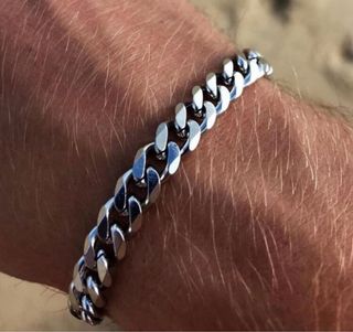 Pulsera de eslabones plateada para hombre