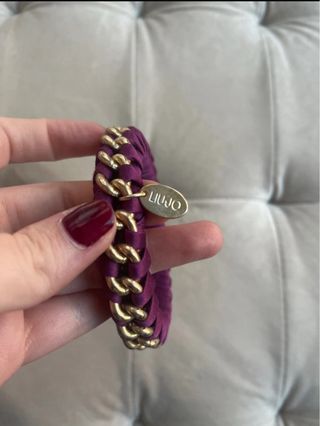 Bracciale Liu Jo tessuto viola e catena oro
