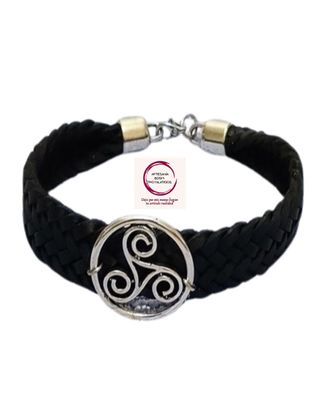 Pulsera Triskel Grande Cuero Negro