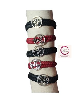 Pulsera Triskel Grande Cuero Negro