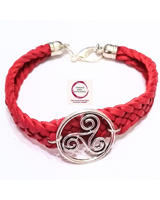 Pulsera Triskel Grande Cuero Negro