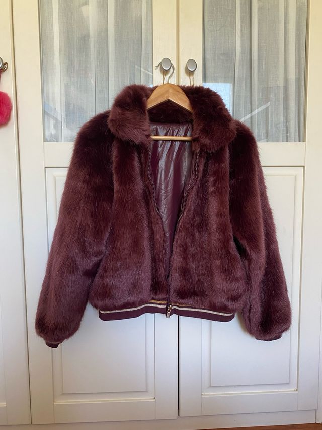 Chaqueta pelo granate reversible Mayoral