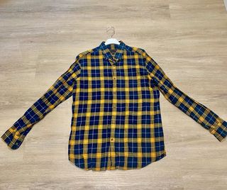 Camisa Massimo Dutti cuadros azul y amarillo T m