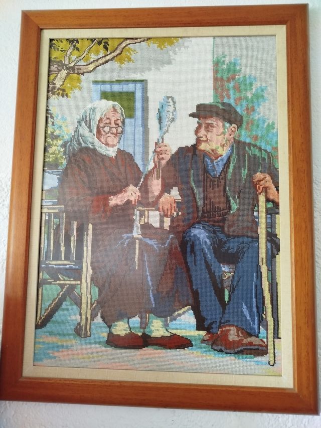 Cuadro Punto de Cruz Pareja Anciana(Cada uno).