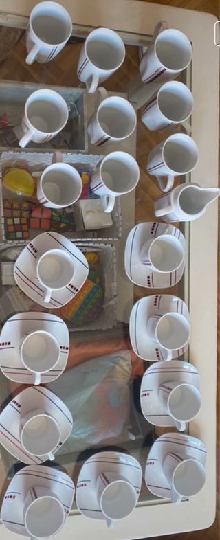 Juego de Tazas de Café y Leche Porcelana