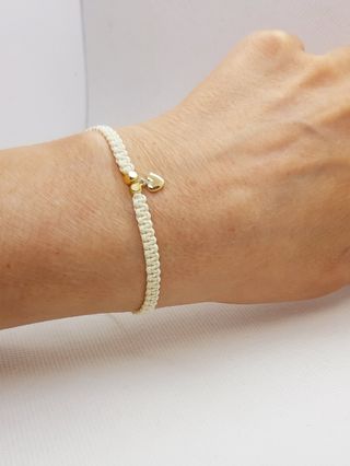 Pulsera bañada en Oro, con charm de corazón