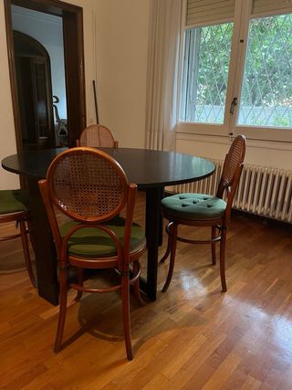 Pack 4 sillas comedor Estilo cesca, ratán, madera