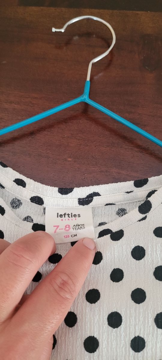 Vestido niña lunares blanco y negro T7-8