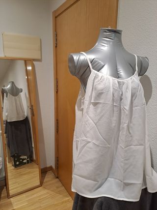 Camisa de tirantes blanca transparente mujer