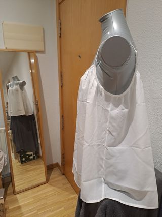 Camisa de tirantes blanca transparente mujer