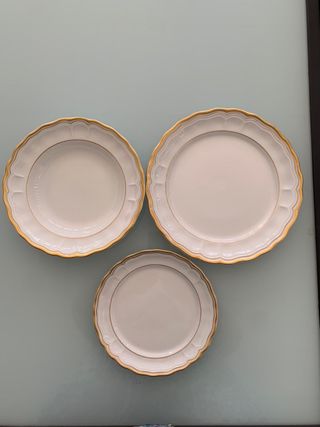 Vajilla Bidasoa Porcelana Oro Blanco