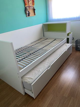 Cama nido individual blanca y verde