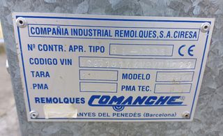 Remolque Comanche con papeles. Venta en persona.