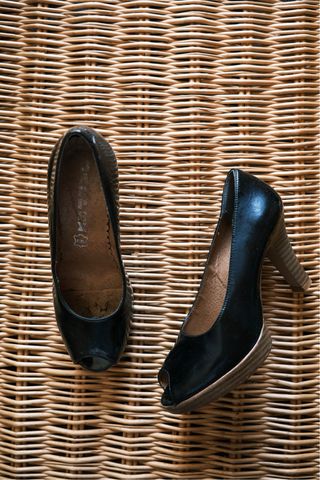 Sandalias de piel negras tacón T38