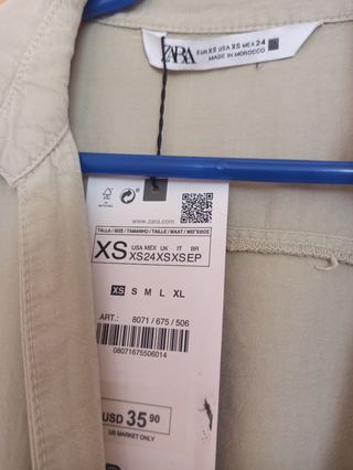Camisa Zara Talla XS