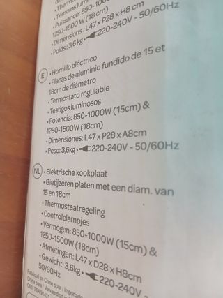 Placa Eléctrica Bluesky 2 Fuegos. Sin estrenar