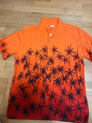 Camiseta Hawaiana Smog Naranja y Negra