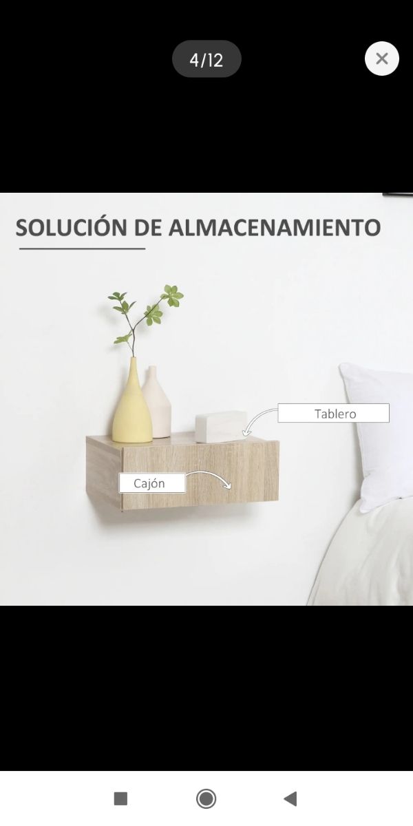 1 Mesita de noche flotante de madera