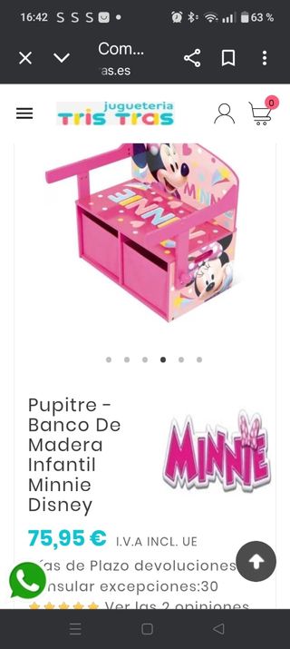 Banco Pupitre Infantil Madera Minnie