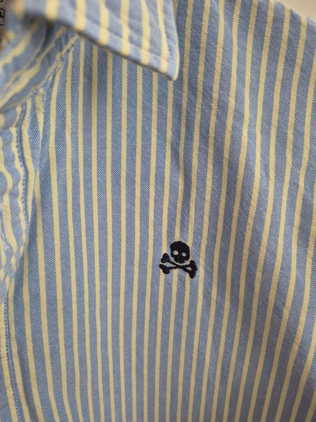 Camisa Scalpers Talla 14 Rayas Azul/Amarillo