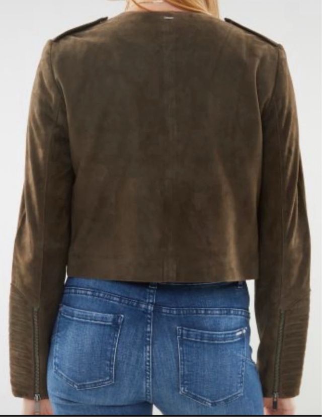 Chaqueta ikks estilo motero de piel de terciopelo