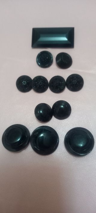 Botones antiguos cristal negro azabache
