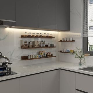 Juego 5 Estanterías Pared Madera y Metal