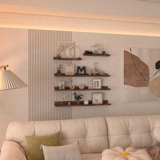 Juego 5 Estanterías Pared Madera y Metal