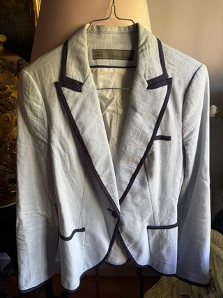 Blazer americana chaqueta Zara azul rayas talka S