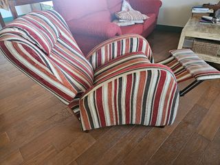 Sillón Orejero Reclinable Tela Rayas