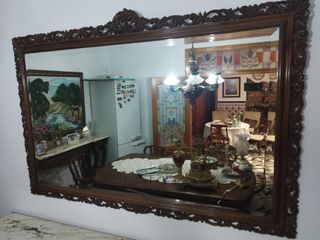 Espejo Antiguo Madera Tallada